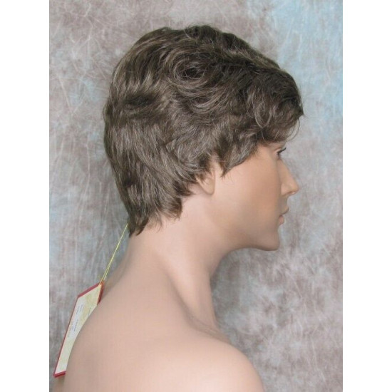 FRANK | Golden Brown 35% Gray Men's Wig Thick Wavy Full Mens Style 