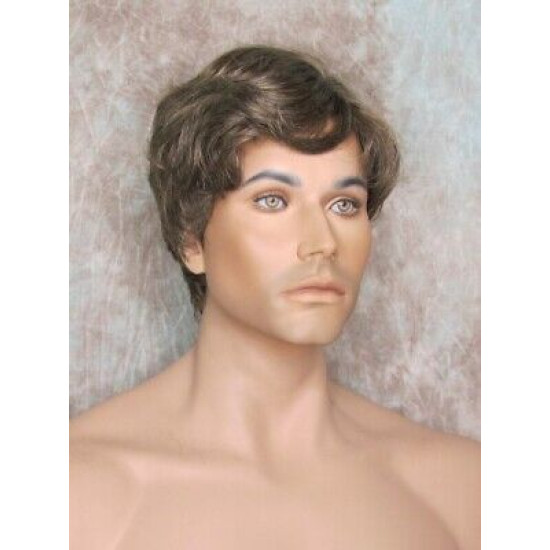 FRANK | Golden Brown 35% Gray Men's Wig Thick Wavy Full Mens Style 