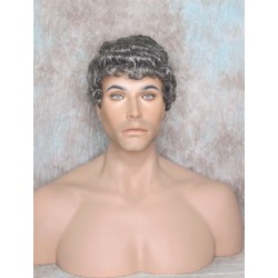 JUSTIN | Charcoal Gray Men's Wig Short Tight Curls "Will Ferrell Style"