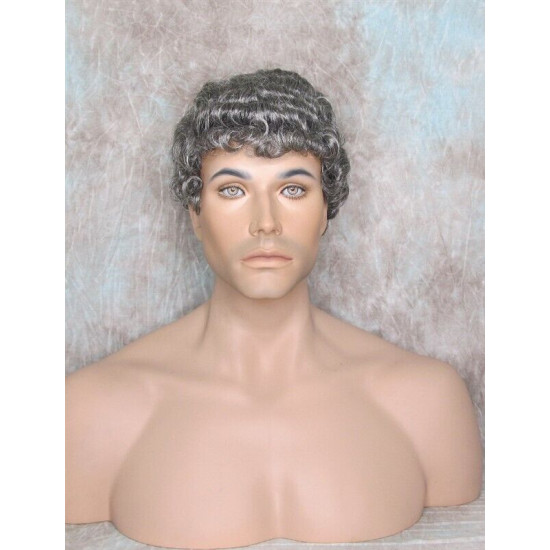 JUSTIN | Charcoal Gray Men's Wig Short Tight Curls "Will Ferrell Style"