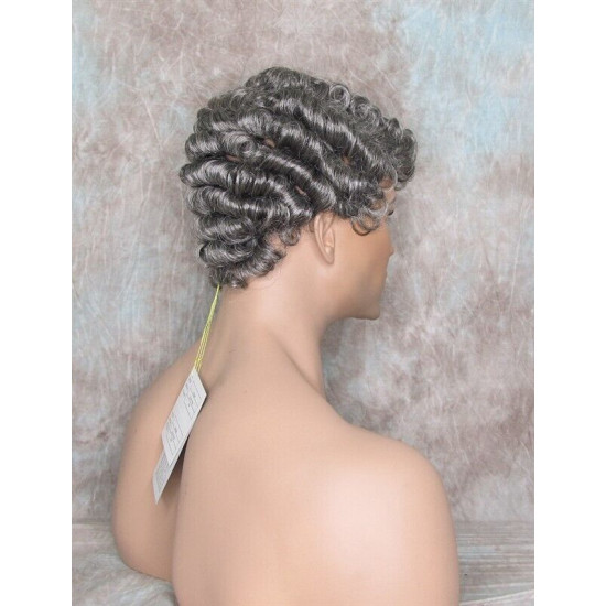 JUSTIN | Charcoal Gray Men's Wig Short Tight Curls "Will Ferrell Style"