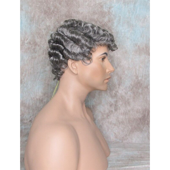 JUSTIN | Charcoal Gray Men's Wig Short Tight Curls "Will Ferrell Style"