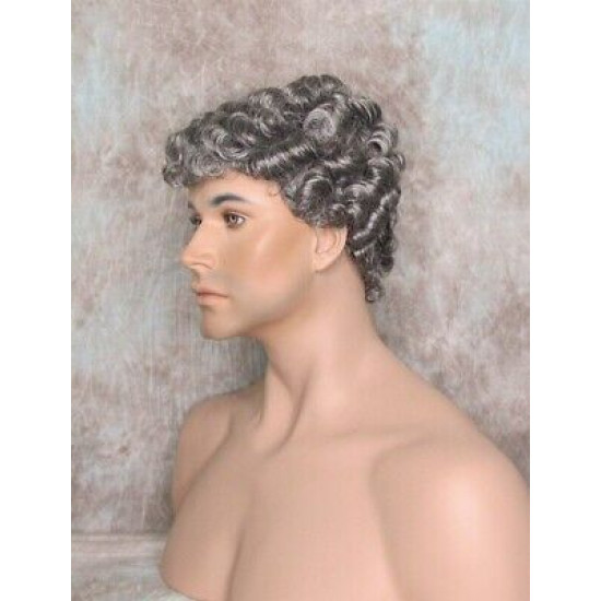 JUSTIN | Charcoal Gray Men's Wig Short Tight Curls "Will Ferrell Style"