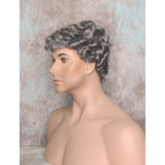 JUSTIN | Charcoal Gray Men's Wig Short Tight Curls "Will Ferrell Style"