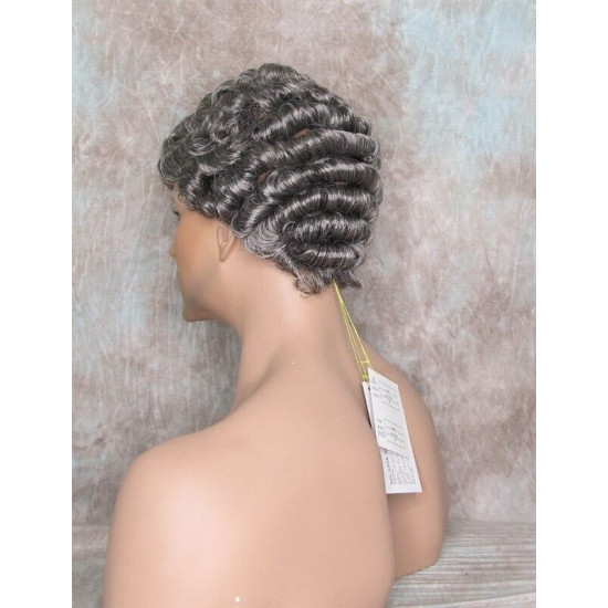 JUSTIN | Charcoal Gray Men's Wig Short Tight Curls "Will Ferrell Style"